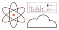 Science, Data Analytics, and Cloud Computing Concept with Atom, Graphs, and Cloud Elements Royalty Free Stock Photo