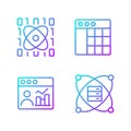 Science data mining gradient linear vector icons set Royalty Free Stock Photo