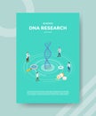 Science dna research people scientist standing around spiral genome drug lupe for template flyer and print banner cover book books