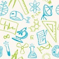 Science drawings on seamless pattern