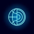science, earth, nuclear outline icon in neon style. elements of education illustration line icon. signs, symbols can be used for