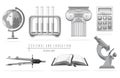 Science and education black and white icon set Royalty Free Stock Photo