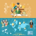 Science and education, distance learning, banners Royalty Free Stock Photo