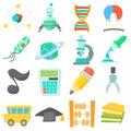 Science education icons set, cartoon style Royalty Free Stock Photo