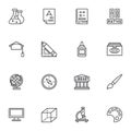 Science education line icons set Royalty Free Stock Photo