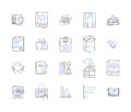 Science and education outline icons collection. Science, education, knowledge, research, teaching, learn, experiment