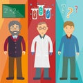 Science and education: professor,scientist, student Royalty Free Stock Photo