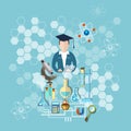 Science and education teacher research chemistry experiment Royalty Free Stock Photo