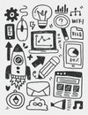 Science elements doodles hand drawn line icon,eps10 Royalty Free Stock Photo