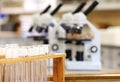 Scientific equipment and tools - microscope magnifying Royalty Free Stock Photo