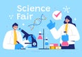 Science Fair Vector Illustration featuring a Chemist Conducting Chemical Experiments for Scientific Analysis, Data Collection, Royalty Free Stock Photo