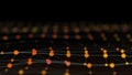 Science fiction abstract background of glowing particles with depth of field and bokeh.