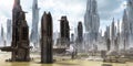 Science-fiction city landscape (matte painting)