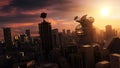 Science Fiction Cityscape Sunset