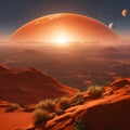 A science fiction concept of terraforming Mars. Royalty Free Stock Photo