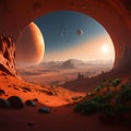 A science fiction concept of terraforming Mars. Royalty Free Stock Photo