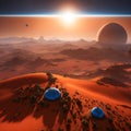 A science fiction concept of terraforming Mars. Royalty Free Stock Photo