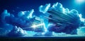 Cloud computing technology concept background, digital illustration generative AI for techology futuristic cyberpunk background