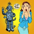 Science fiction horror robot woman panic
