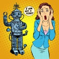 Science fiction horror robot woman panic Royalty Free Stock Photo