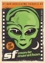 Science fiction movie night retro poster design Royalty Free Stock Photo