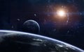 Science fiction space wallpaper, incredibly beautiful planets, galaxies. Elements of this image furnished by NASA Royalty Free Stock Photo