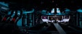 Science fiction spaceship interior, interstellar travel, 3D Rendered Illustration Royalty Free Stock Photo