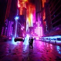 Science Fiction Style Retro Wave Inspired City Environment Royalty Free Stock Photo