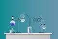 Science flat concept class vector illustration. A chemistry lab Royalty Free Stock Photo