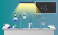 Science flat concept class vector illustration. A chemistry lab
