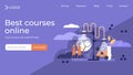 Science flat tiny persons vector illustration landing page template design.