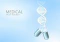 Science gene therapy molecular structure medical genome treatment background. Educational logo medicine center