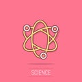 Science icon in comic style. Dna cell cartoon vector illustration on isolated background. Molecule evolution splash effect Royalty Free Stock Photo