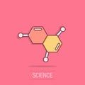 Science icon in comic style. Dna cell cartoon vector illustration on isolated background. Molecule evolution splash effect Royalty Free Stock Photo