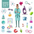 Science Icons Cartoon Set