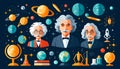 Science Icons: Einstein & Space Royalty Free Stock Photo