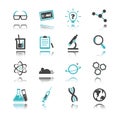 Science icons with reflection Royalty Free Stock Photo