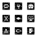 Science icons set, grunge style Royalty Free Stock Photo