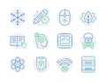 Science icons set. Included icon as Chemistry atom, Organic tested, Cloud computing signs. Vector
