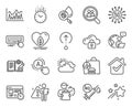 Science icons set. Included icon as Computer keyboard, Investment, Coronavirus vaccine signs. Vector