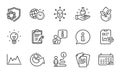 Science icons set. Included icon as Diagram, Face biometrics, Time management. Vector