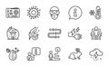 Science icons set. Included icon as Group, Hypoallergenic tested, Thunderstorm weather. Vector