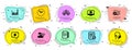 Science icons set. Included icon as Monitor settings, Time, Efficacy signs. Vector