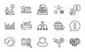 Science icons set. Included icon as Online documentation, 360 degrees, Restructuring. Vector Royalty Free Stock Photo