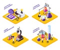 Science Isometric Compositions Set Royalty Free Stock Photo