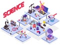 Science Isometric Platforms Flowchart Royalty Free Stock Photo