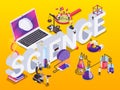 Science Isometric Text Composition