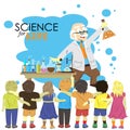 Science for kids. Cartoon scientist shows to kids