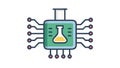 Science Lab Flask as CPU Chip Icon, vector design Generative AI Royalty Free Stock Photo