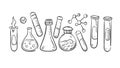 Science Lab Glassware: Tubes, Flasks, & Beakers Set, vector design Generative AI Royalty Free Stock Photo